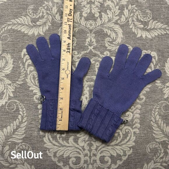 Unisex Periwinkle Cable Knit Gloves with Metal Ring Detail Winter Warm - Picture 4 of 4